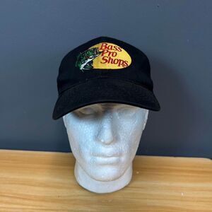 Vintage Bass Pro Shops Black Snapback Hat Classic Logo Cap USA Made